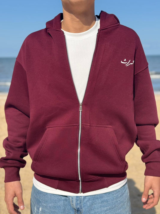 Burgundy hoodie zipper - Turath