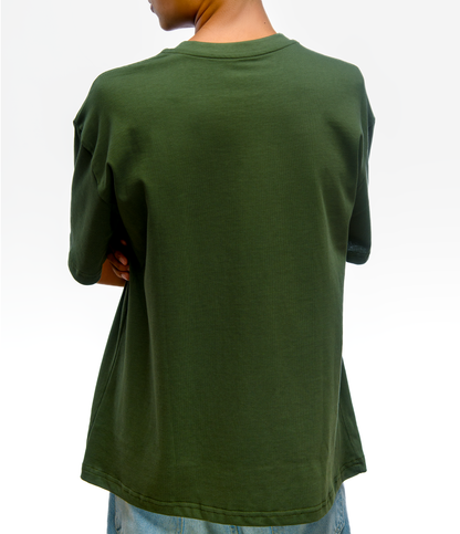 Turath olive green over-sized basic T-shirt